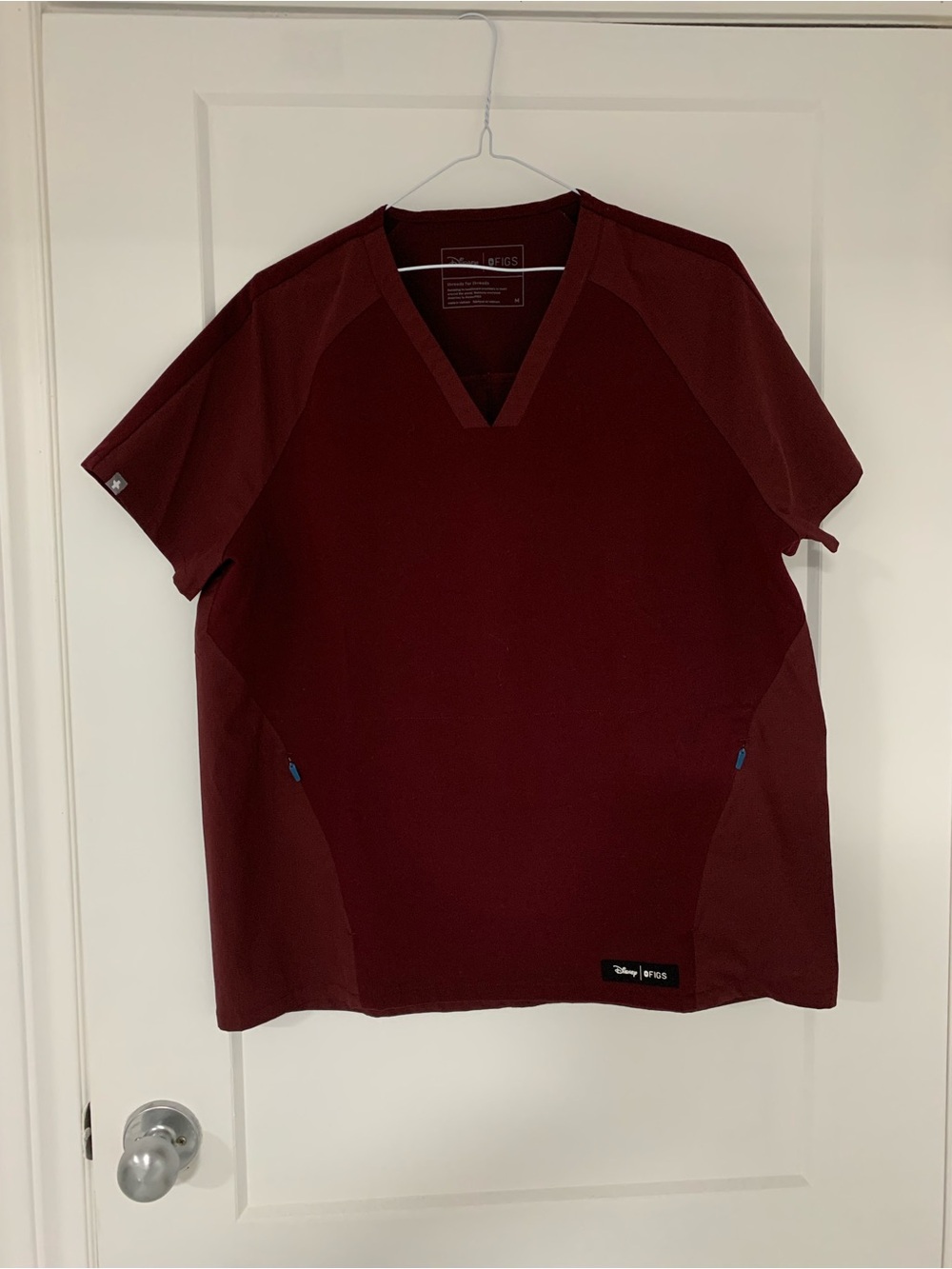 Figs Disney Scrub Top in Burgundy